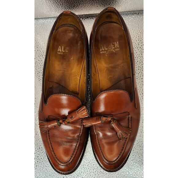 Alden Tassel Loafers 662 Shoes 8AA /B Brown Calfskin Pre-owned See Pictures main image 8